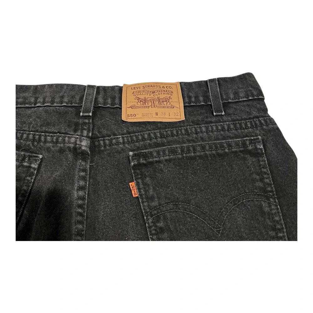 Vintage Levi's 550 Jeans Men's W38 L32‎ Black Grunge Orange Tab Made In USA
